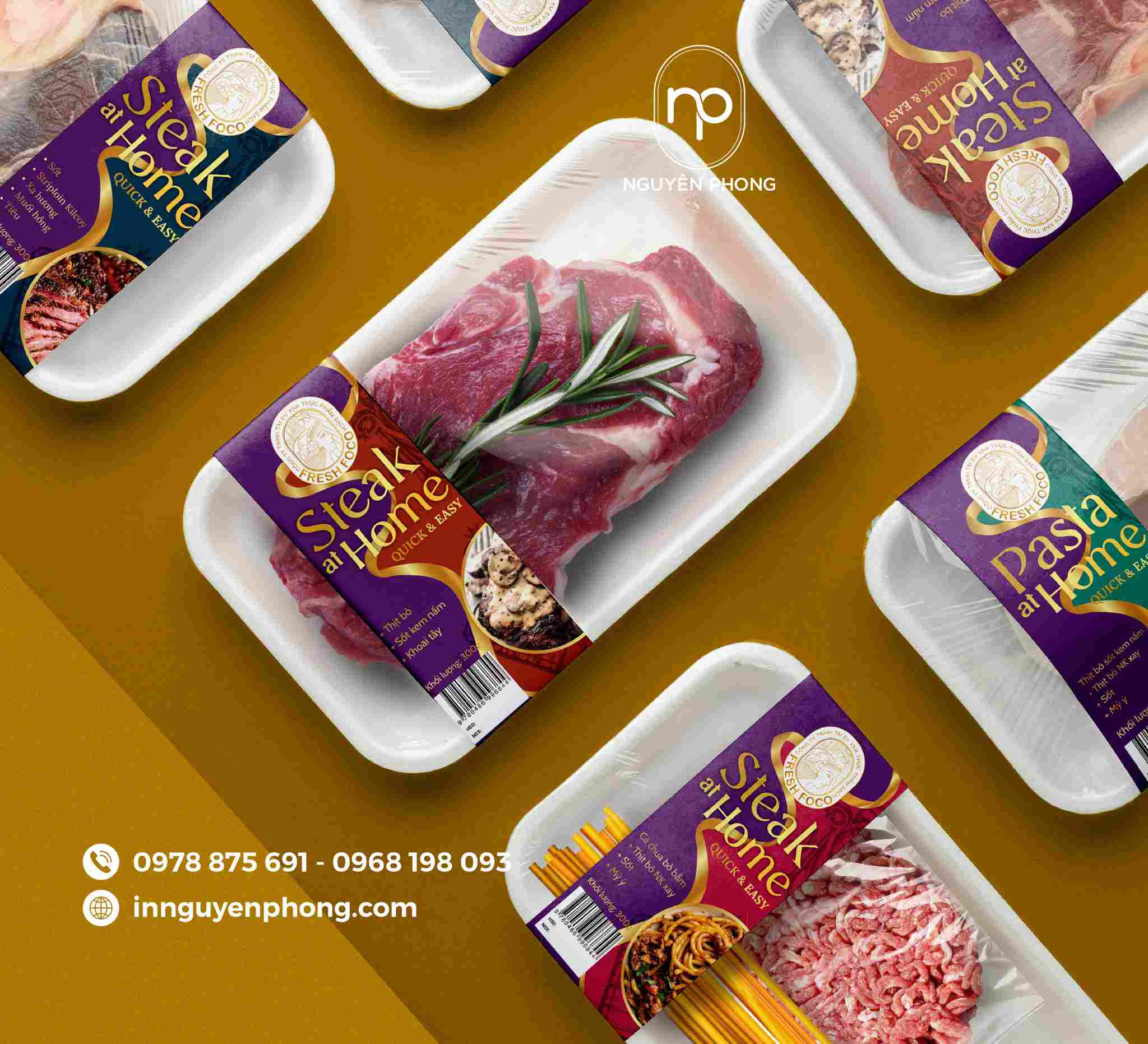 Mẫu tem nhãn thực phẩm steak at home